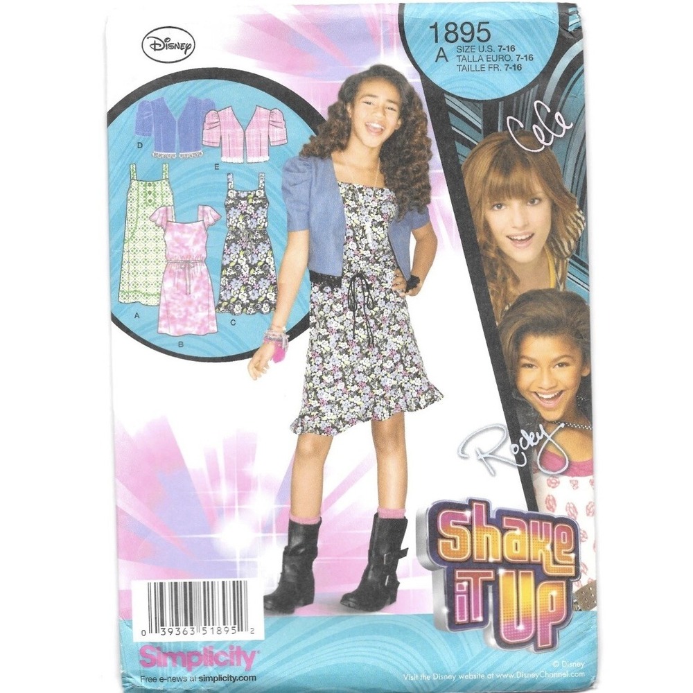 Simplicity 1895 Girls Pullover Dress Jacket Sewing Pattern Size A 7-16 Disney